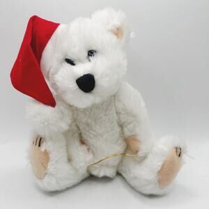 VNTG Steve Smith Christmas Holiday Bear Wearing Santa Hat Plush Stuffed Animal